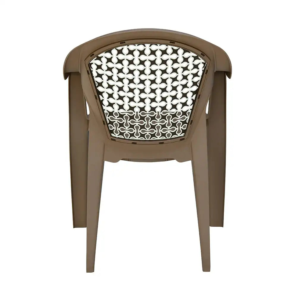 Nilkamal Paradise Plastic Arm Chair (Ratian Dark Beige, Season Rust Brown & Ivory)