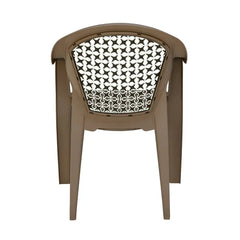 Nilkamal Paradise Plastic Arm Chair (Ratian Dark Beige, Season Rust Brown & Ivory)