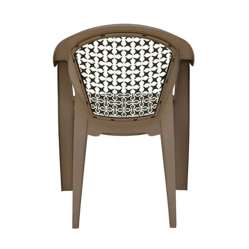 Nilkamal Paradise Plastic Arm Chair (Ratian Dark Beige, Season Rust Brown & Ivory)