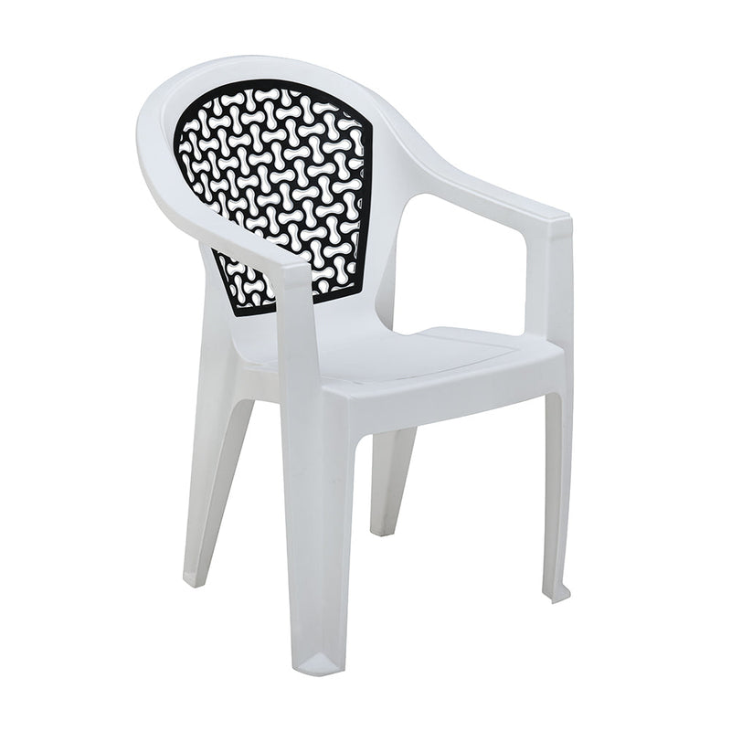 Nilkamal Paradise Plastic Arm Chair (Milky White & Black)