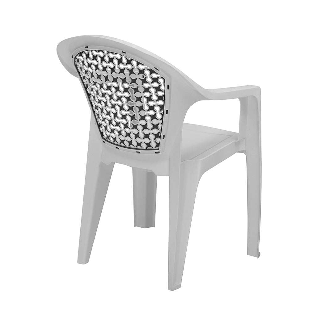 Nilkamal Paradise Plastic Arm Chair (Milky White & Black)
