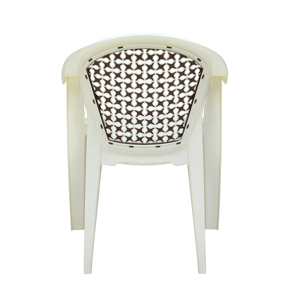 Nilkamal Paradise Plastic Arm Chair (Cream & Rattan Dark Beige)
