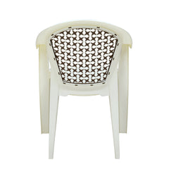 Nilkamal Paradise Plastic Arm Chair (Cream & Rattan Dark Beige)