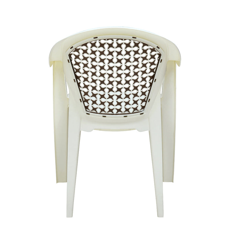 Nilkamal Paradise Plastic Arm Chair (Cream & Rattan Dark Beige)