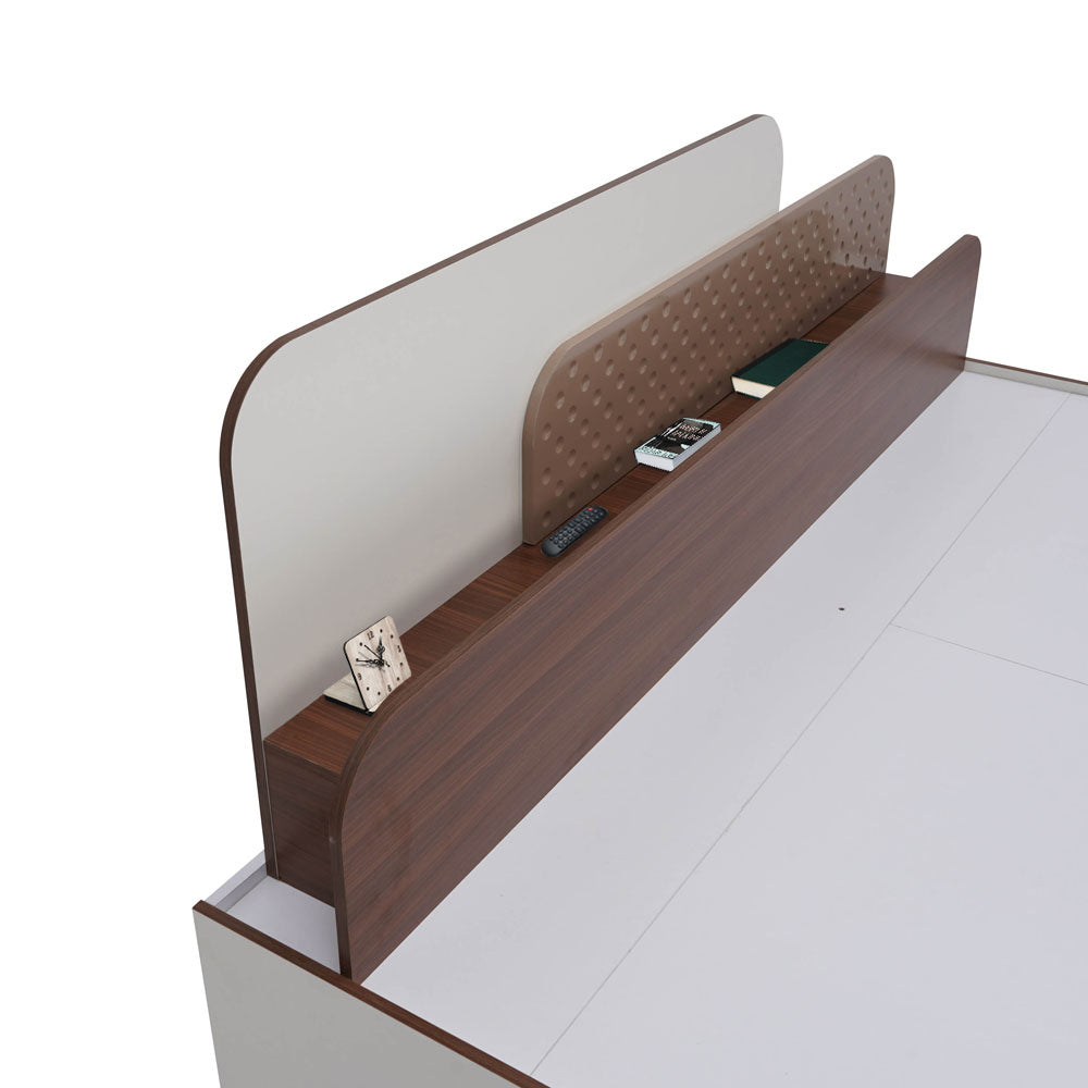 Nilkamal Bruce King Bed with Box Storage (Walnut & Cappuccino)