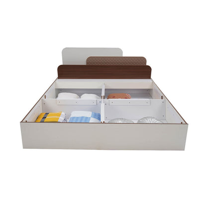 Nilkamal Bruce King Bed with Box Storage (Walnut & Cappuccino)