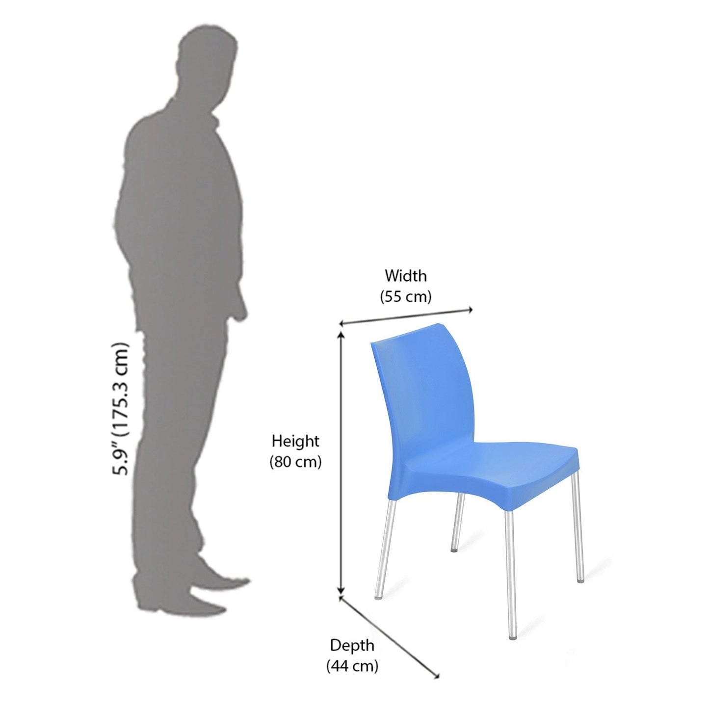 Nilkamal Novella 07 Plastic Armless Chair (Blue)