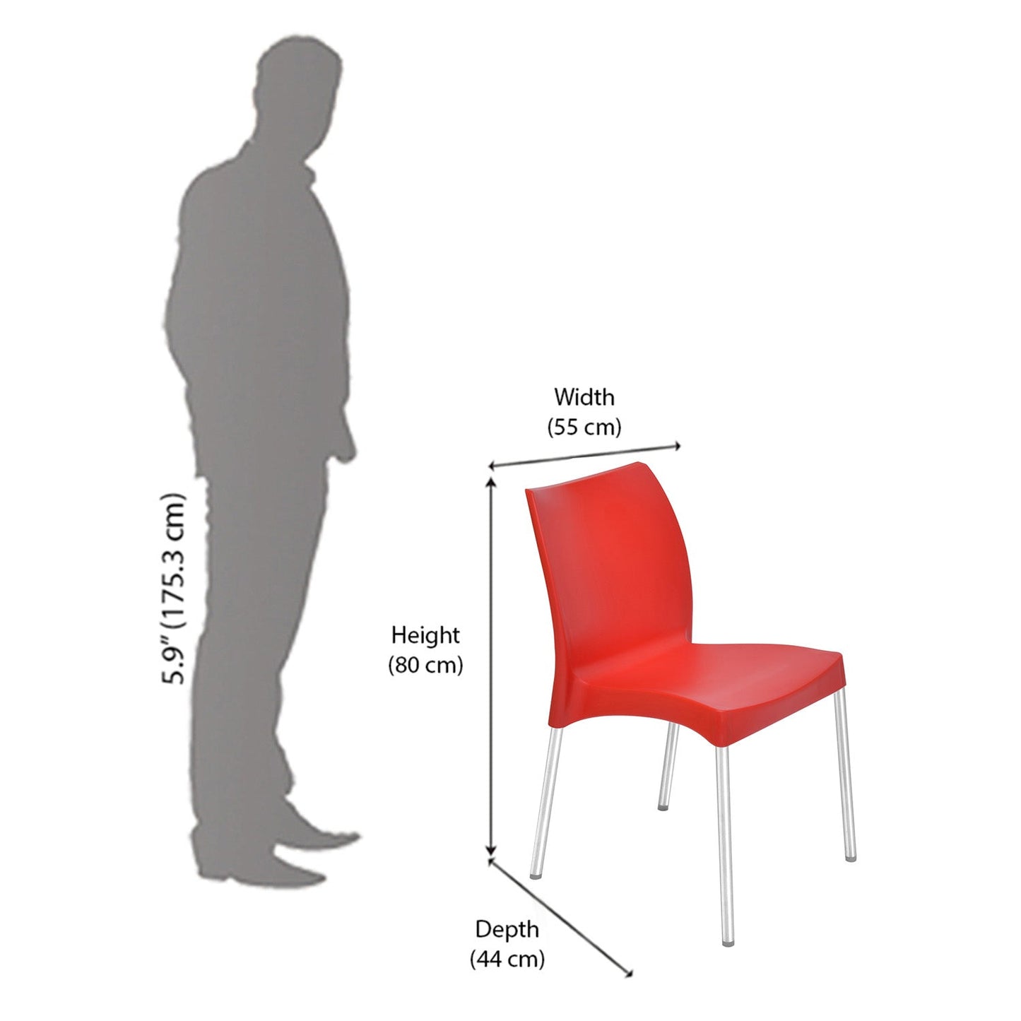 Nilkamal Novella 07 Plastic Armless Chair (Bright Red)