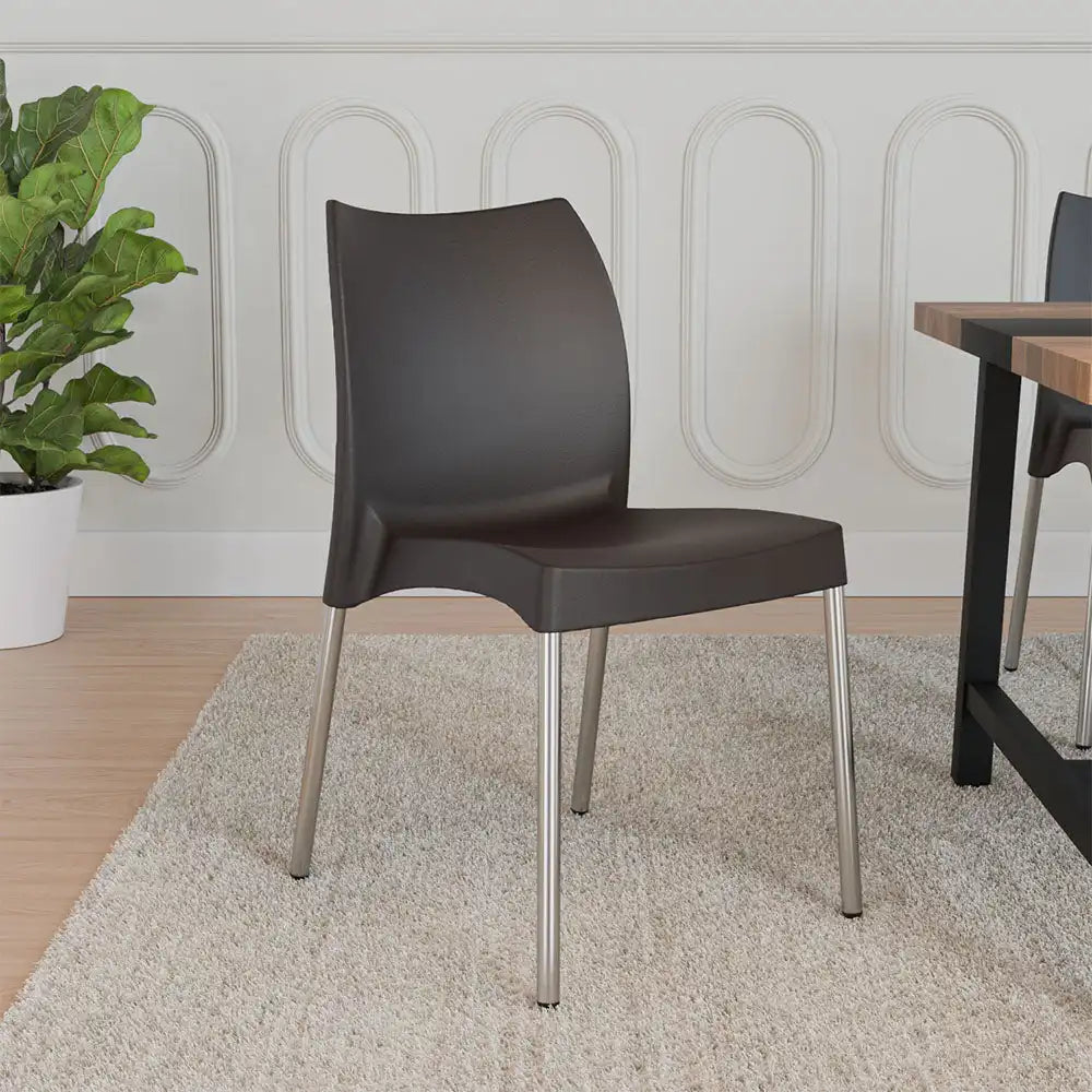 Nilkamal Novella 07 Plastic Armless Chair (Season Rust Brown)