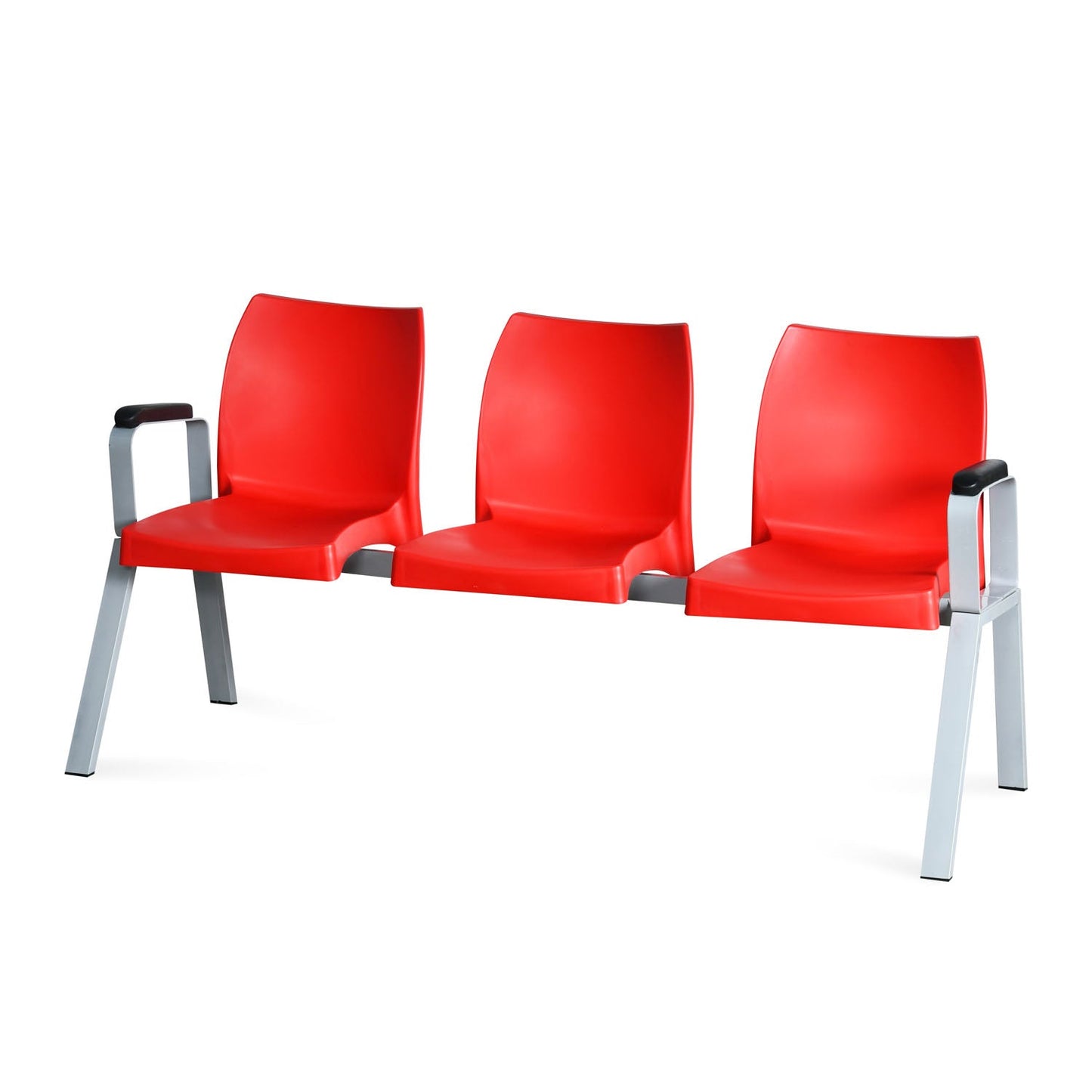 Nilkamal NS07 3 Seats with Arm Powdercoated (Grey / Bright Red)