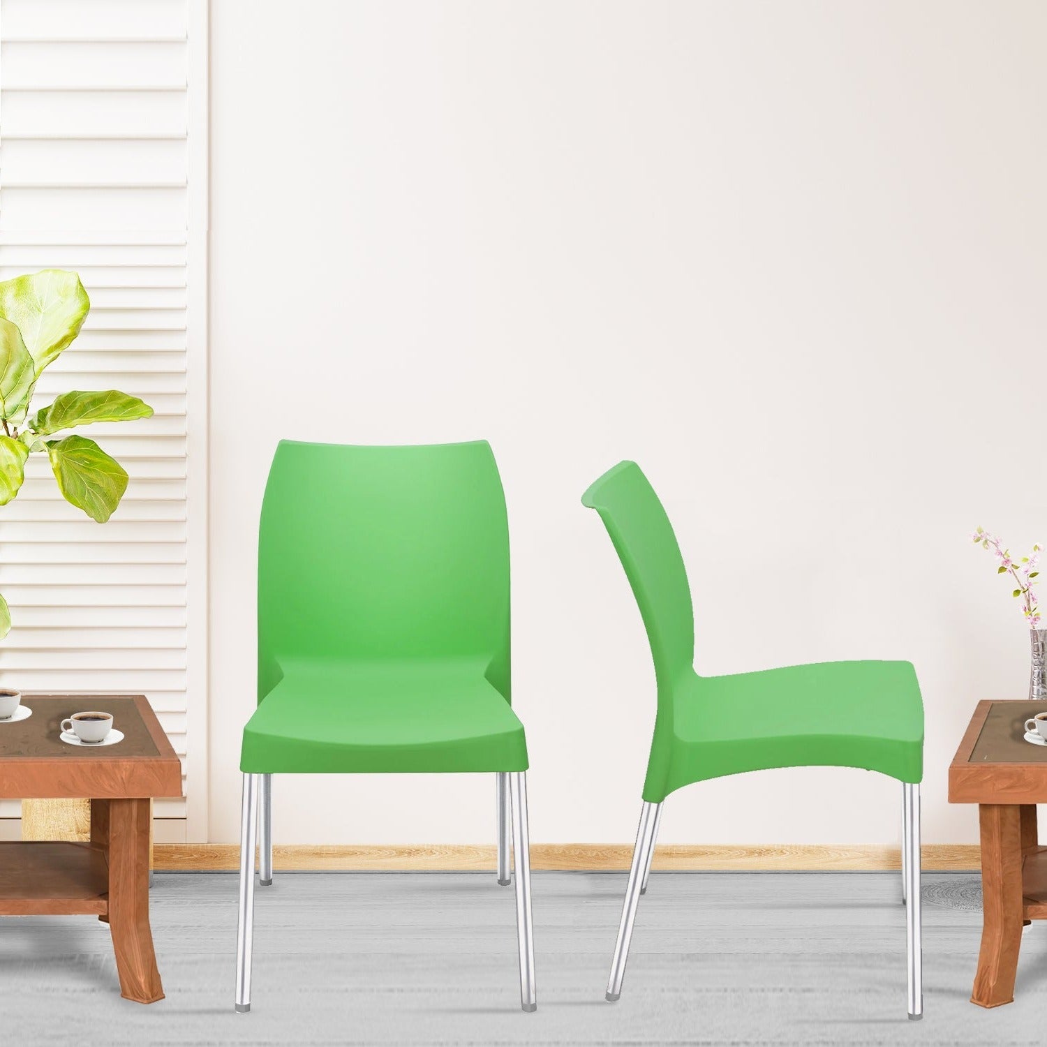 Nilkamal Novella 07 Plastic Armless Chair (Green)