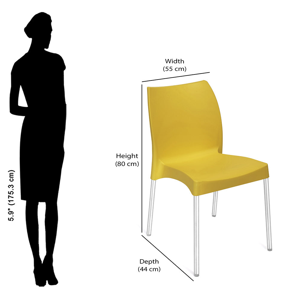 Nilkamal Novella 07 Plastic Armless Chair (Mustard Yellow)