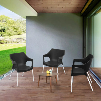 Nilkamal Novella 10 Plastic Arm Chair (Black)