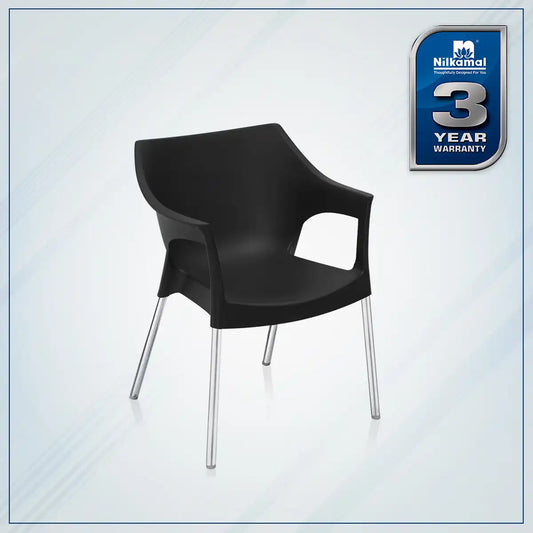 Nilkamal Novella 10 Plastic Arm Chair (Black)