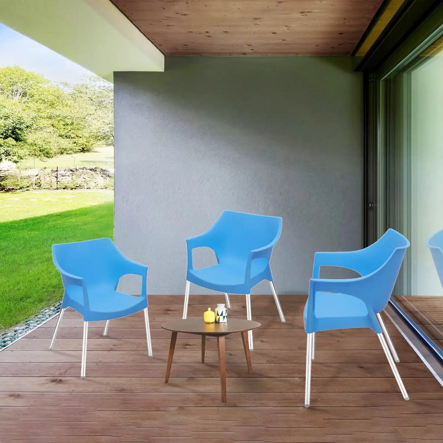 Nilkamal Novella 10 Plastic Arm Chair (Blue)