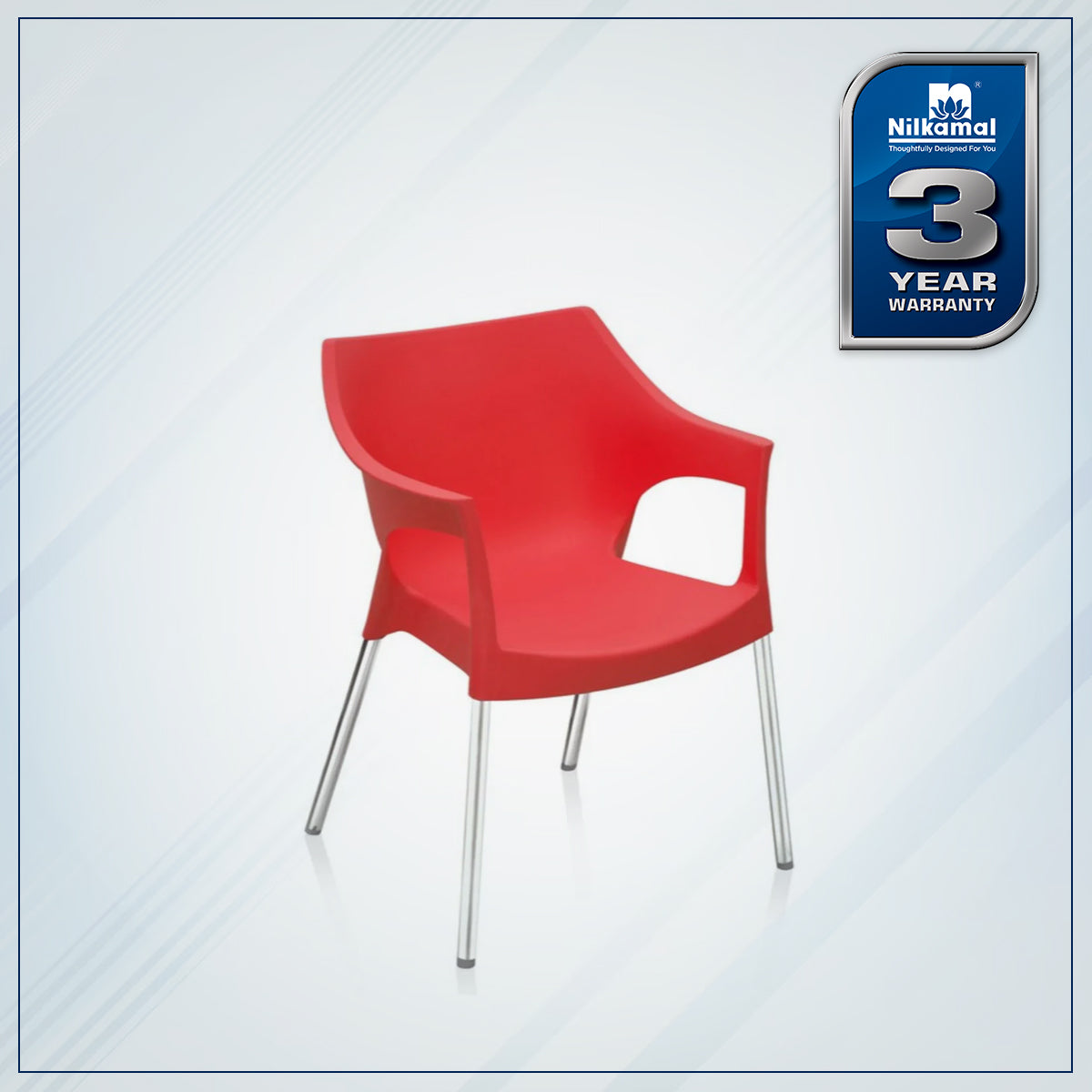 Nilkamal Novella 10 Plastic Arm Chair (Bright Red)