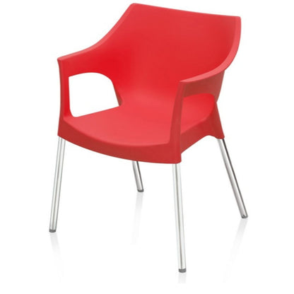 Nilkamal Novella 10 Plastic Arm Chair (Bright Red)