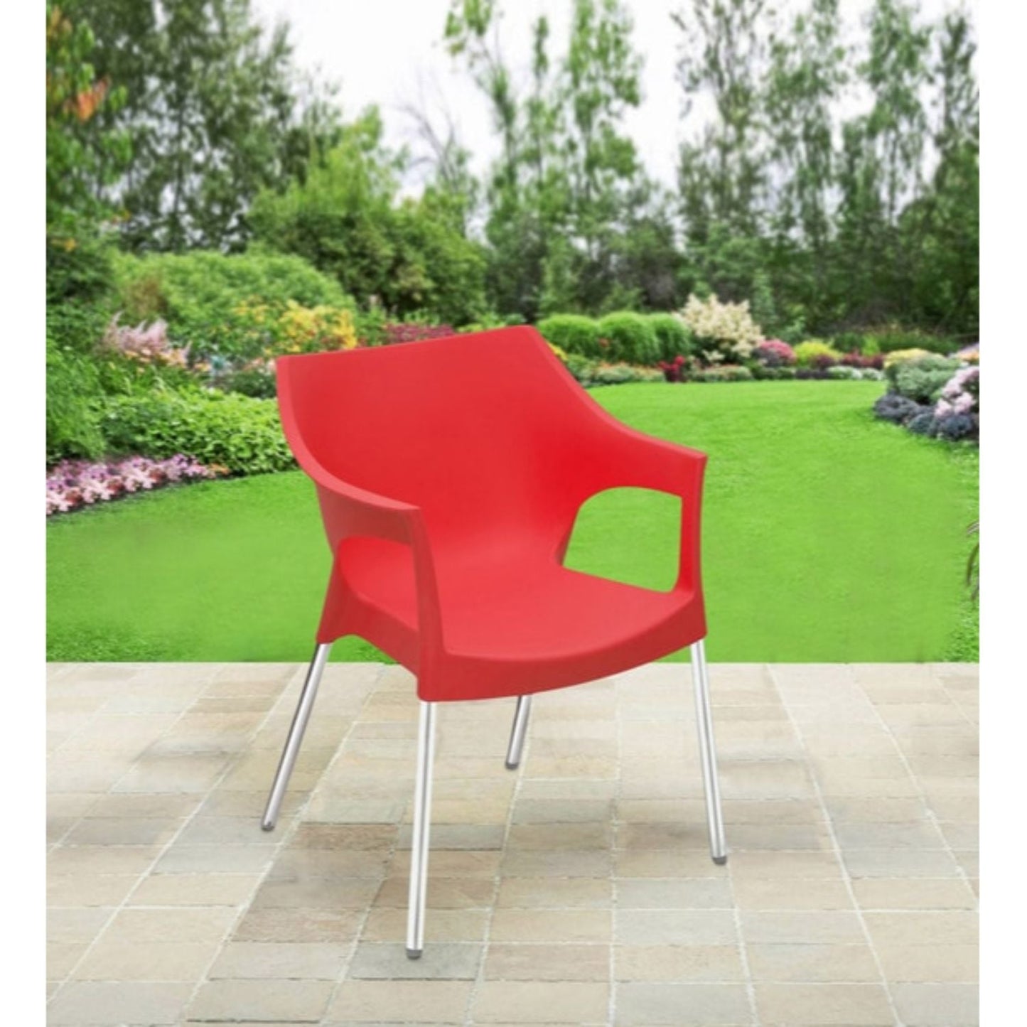 Nilkamal Novella 10 Plastic Arm Chair (Bright Red)