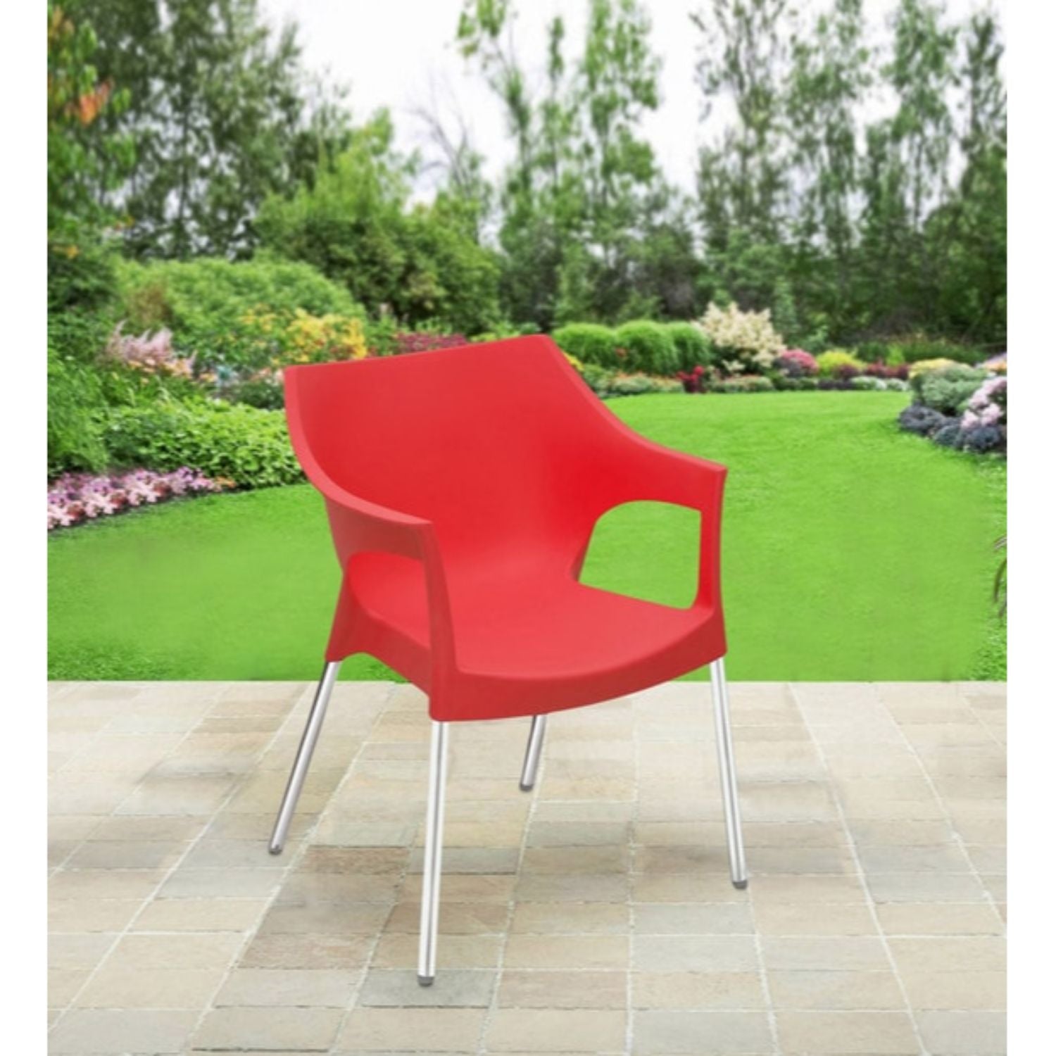 Nilkamal Novella 10 Plastic Arm Chair (Bright Red)