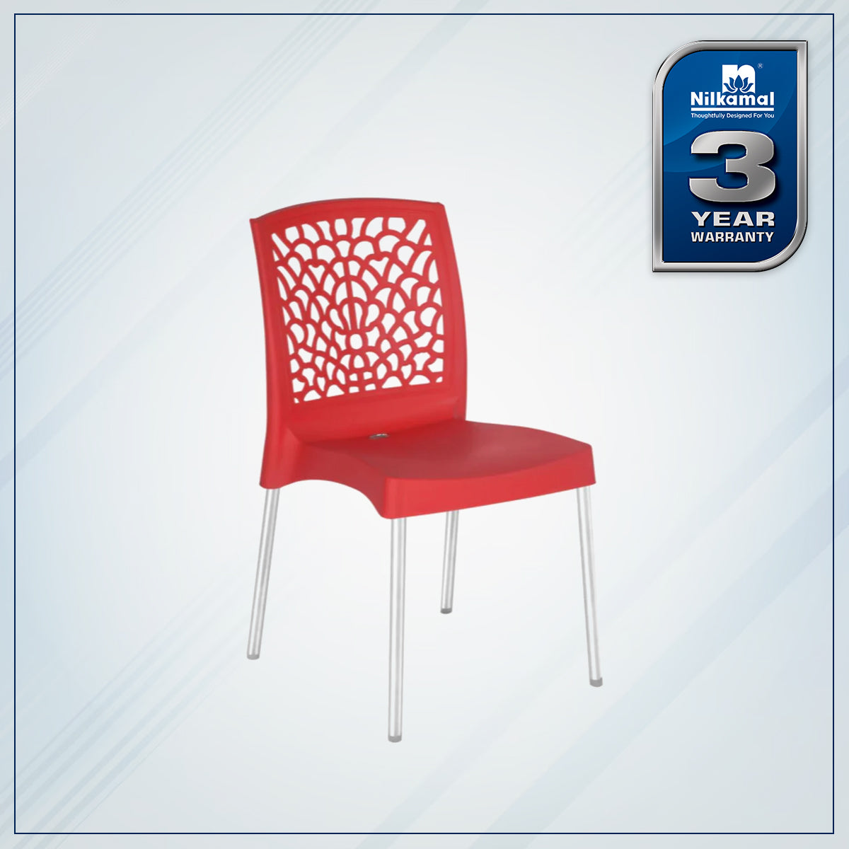 Nilkamal Novella 19 Plastic Armless Chair (Bright Red)
