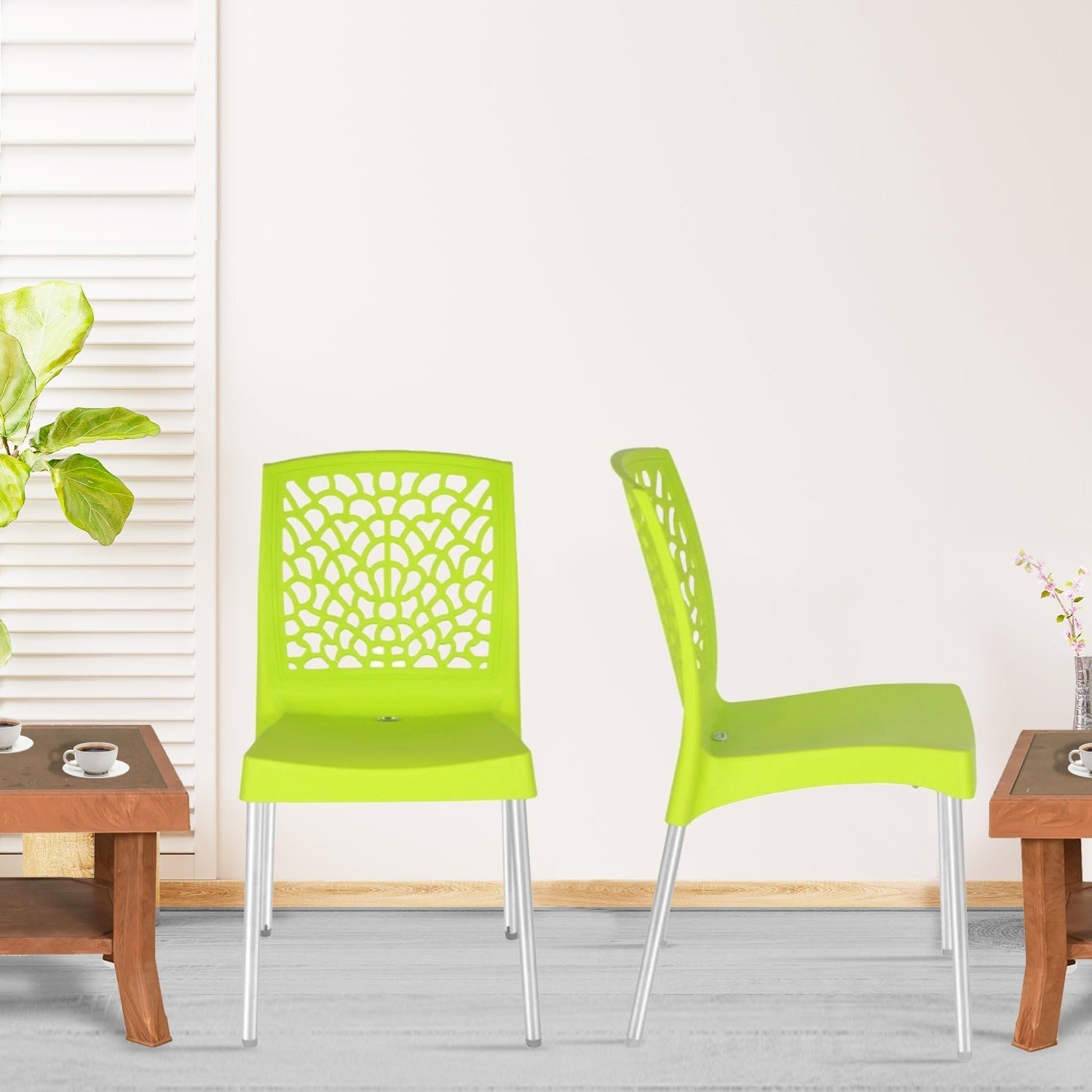 Nilkamal Novella 19 Plastic Armless Chair (Citrus Green)