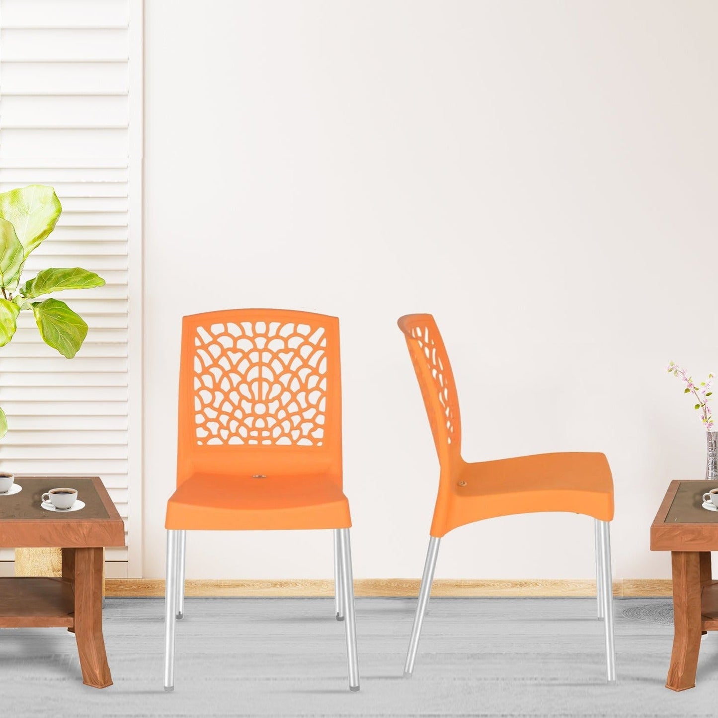 Nilkamal Novella 19 Plastic Armless Chair (Orange)