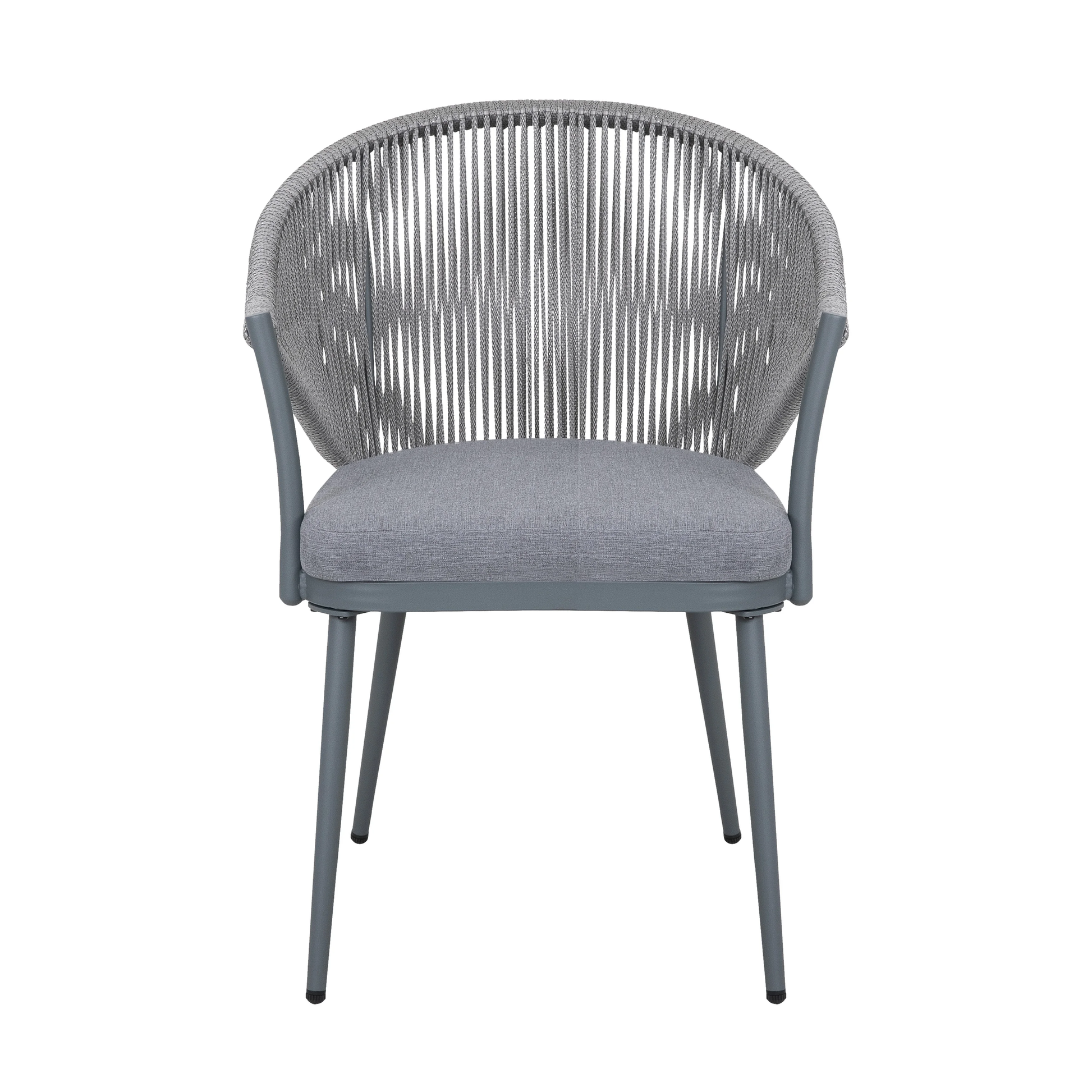 Spade Outdoor Patio Seating Set 2 Chairs and 1 Table Set (Grey) Braided & Rope