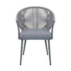 Spade Outdoor Patio Seating Set 2 Chairs and 1 Table Set (Grey) Braided & Rope