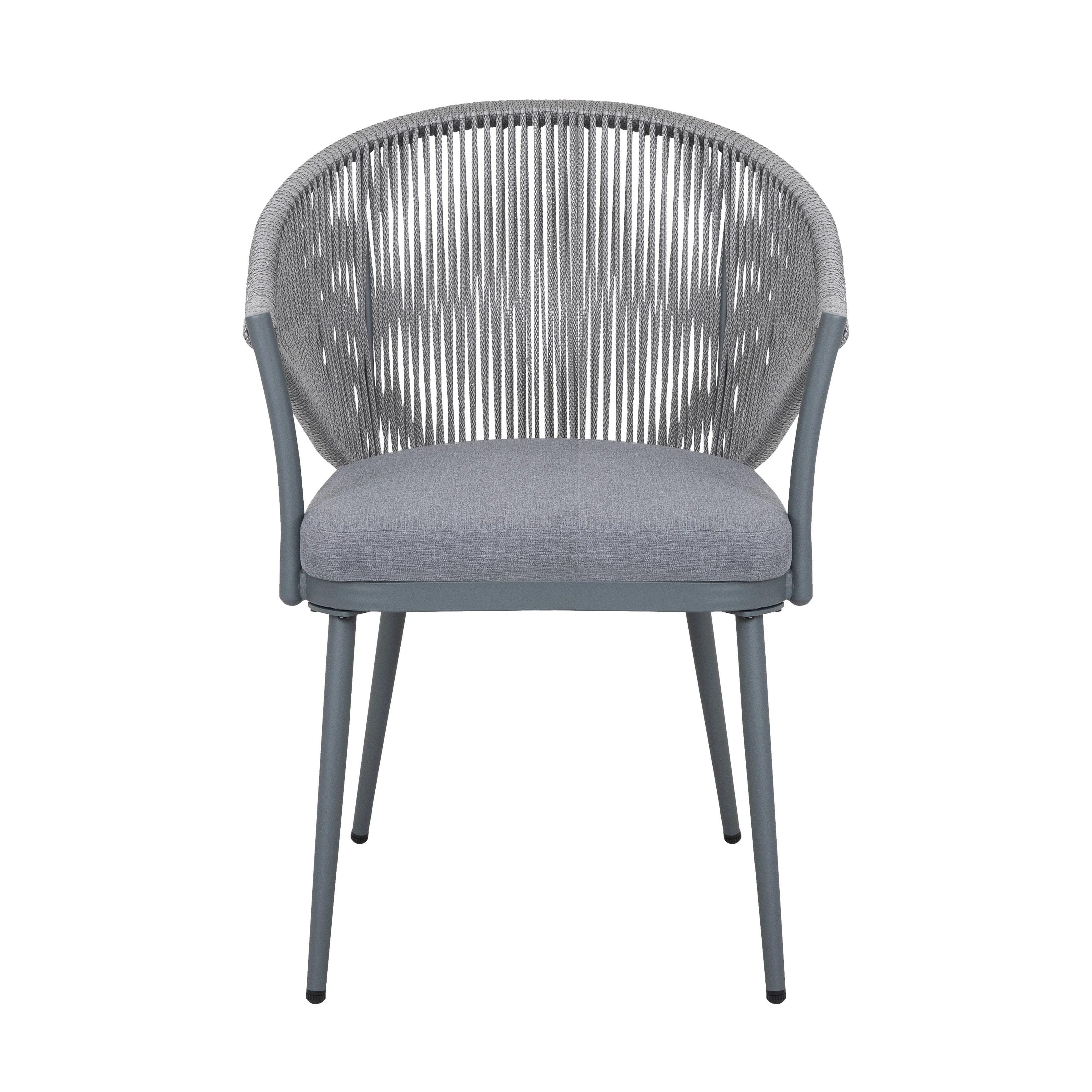 Spade Outdoor Patio Seating Set 2 Chairs and 1 Table Set (Grey) Braided & Rope