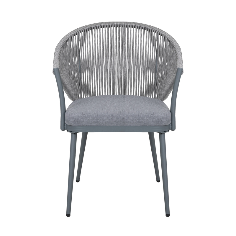 Spade Outdoor Patio Seating Set 2 Chairs and 1 Table Set (Grey) Braided & Rope