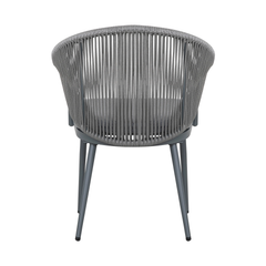 Spade Outdoor Patio Seating Set 2 Chairs and 1 Table Set (Grey) Braided & Rope