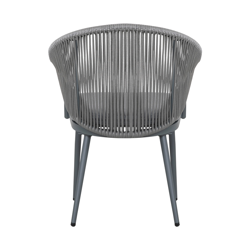 Spade Outdoor Patio Seating Set 2 Chairs and 1 Table Set (Grey) Braided & Rope
