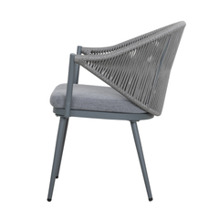 Spade Outdoor Patio Seating Set 2 Chairs and 1 Table Set (Grey) Braided & Rope