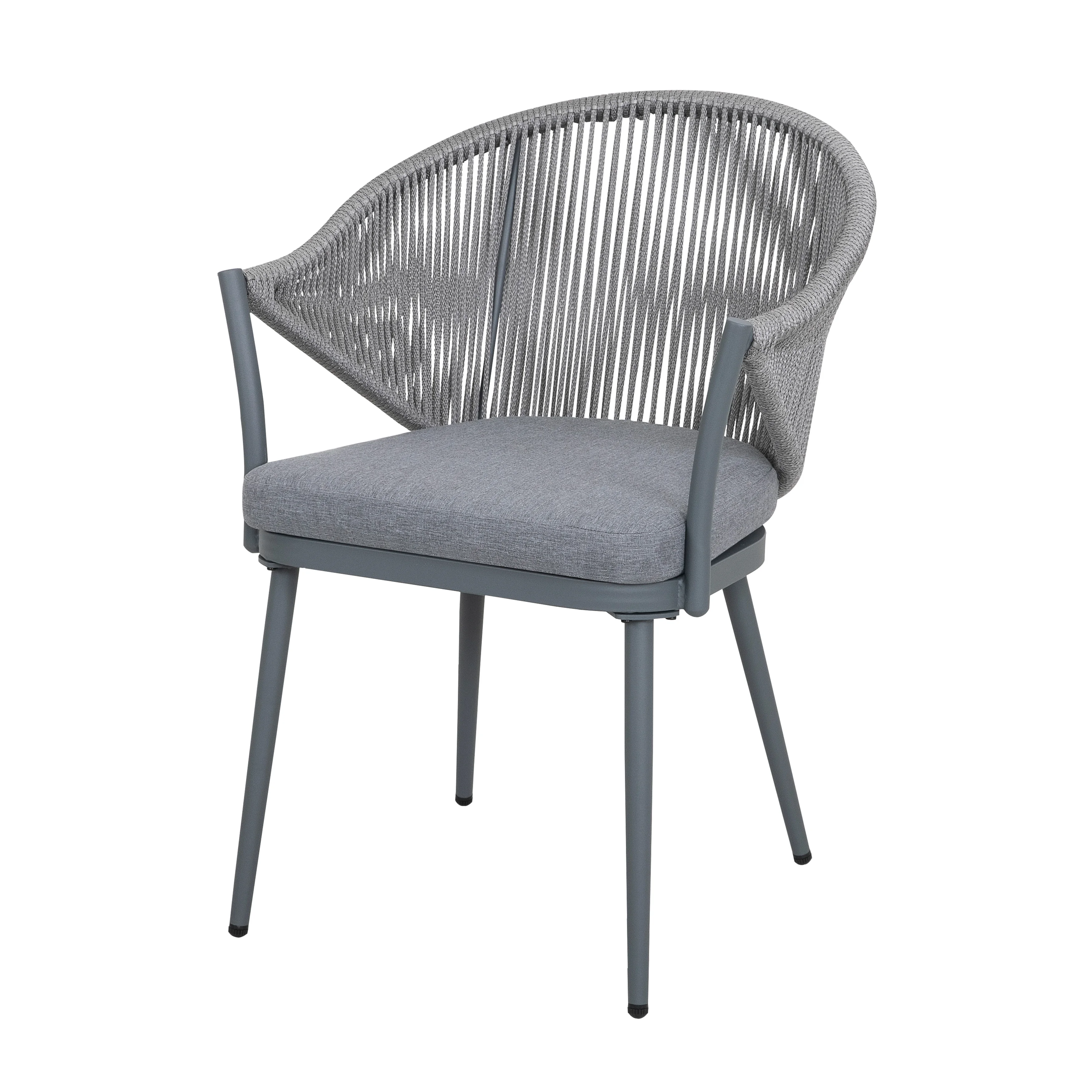 Spade Outdoor Patio Seating Set 2 Chairs and 1 Table Set (Grey) Braided & Rope