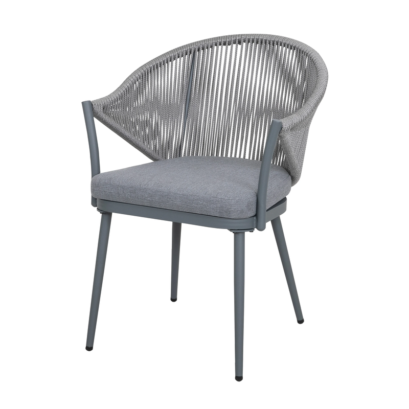 Spade Outdoor Patio Seating Set 2 Chairs and 1 Table Set (Grey) Braided & Rope