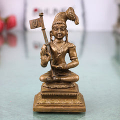 Bronze Nammalvar Alwar Idol Satakopan Nammazhvar Murti Vaishnava Saint Statue for Pooja Home Decor, Brown, 3 Inch, 1 Piece