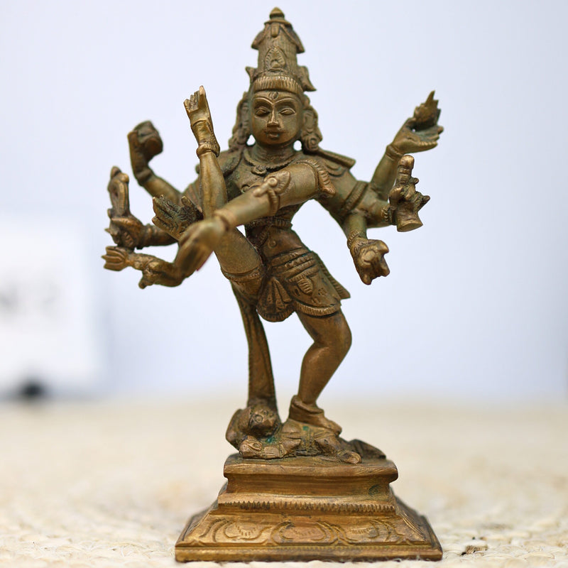 Handmade Panchaloha Nataraja Idol, Bronze Dancing Shiva Statue, Tandav Natraj Murti, Hindu God Decor, Temple Figurine, Shiva Tandava Idol, Brown, 6 Inch, 1 Piece