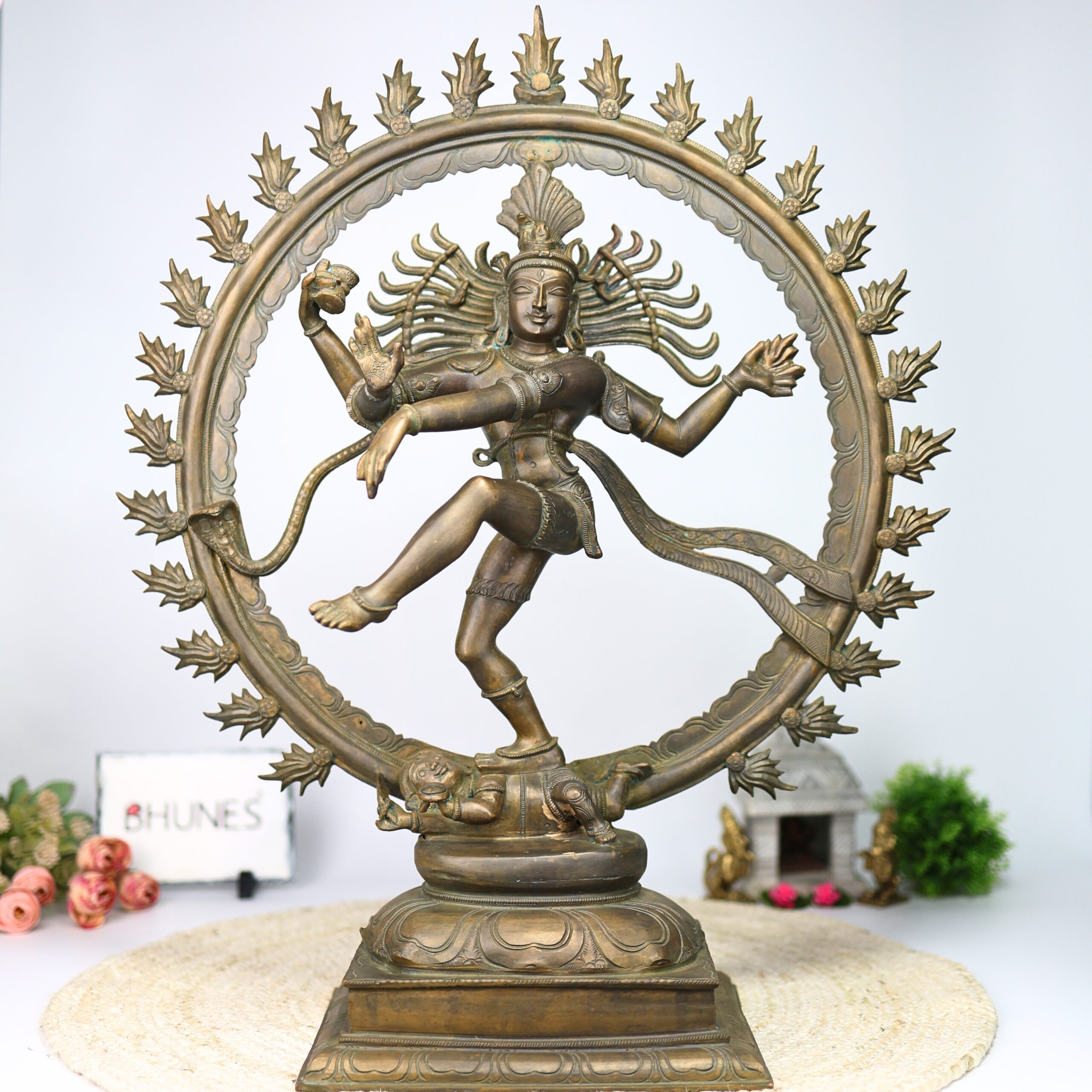Handcrafted Bronze Panchaloha Nataraja Murti, Dancing Shiva Idol, Hindu God Natraj Statue, Cosmic Dance Sculpture, Temple Decor, Gift Item, Brown, 25 Inch, 1 Piece