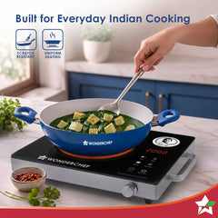Wonderchef Natura Ceramic Kadhai & Glass Lid for Cooking, 24cm, 2.5L, Non-toxic Chemical-free Coating, PFOA/PFAS-Free, F