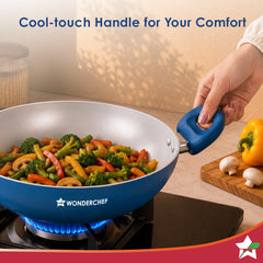 Wonderchef Natura Ceramic Kadhai & Glass Lid for Cooking, 24cm, 2.5L, Non-toxic Chemical-free Coating, PFOA/PFAS-Free, F