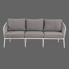 Kemp Outdoor Garden Balcony Sofa Set 3 Seater, 2 Single seater and 1 Center Table  Set (White + Light Grey)