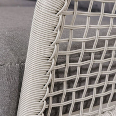 Kemp Outdoor Garden Balcony Sofa Set 3 Seater, 2 Single seater and 1 Center Table  Set (White + Light Grey)