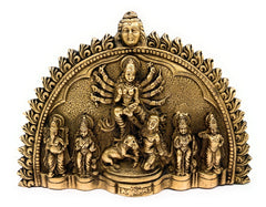 Brass Durga Devi Idol – Mahishasura Mardini | Adi Shakti | Amba | Bhavani | Antique Finish Shakti Murti for Home, Temple & Navratri Pooja ,Gold, 7 Inch, 1 Piece