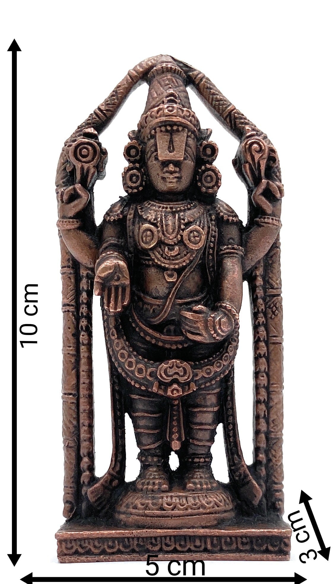 Copper Tirupati Balaji Idol | Lord Venkateswara Murti | Srinivasa Govinda Tamra Statue | Balaji Maharaj Pooja Moort,Brown, 4 Inch, 1 Piece
