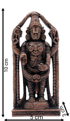 Copper Tirupati Balaji Idol | Lord Venkateswara Murti | Srinivasa Govinda Tamra Statue | Balaji Maharaj Pooja Moort,Brown, 4 Inch, 1 Piece
