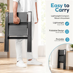 Corvids 2-Steps Premium Folding Step Stool with 2 Year Warranty (Black)-6