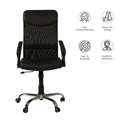 Nilkamal Acqua High Back Mesh Chair (Black)