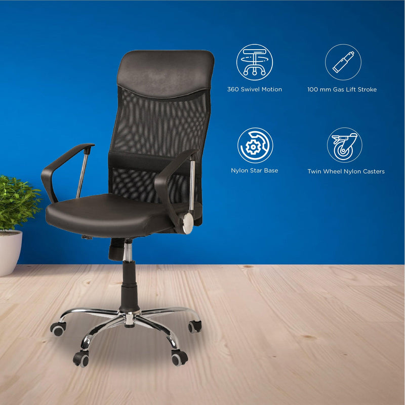 Nilkamal Acqua High Back Mesh Chair (Black)