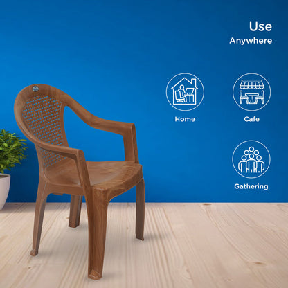 Nilkamal CHR2051 Plastic Arm Chair (Pear Wood)