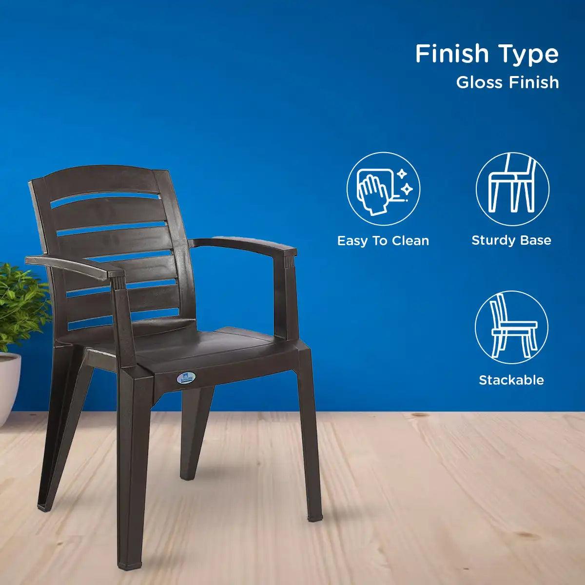 Nilkamal CHR2135 Plastic Arm Chair (Weather Brown)